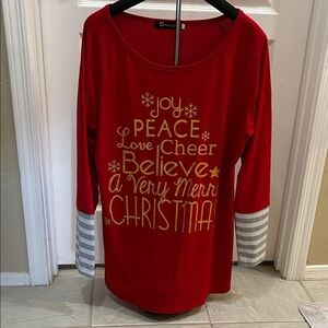 Graphic Red Christmas Long Sleeve Tee tunic
